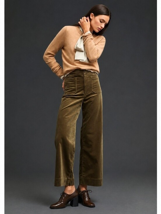 Maeve Pants - Maeve Colette Corduroy Crop Wide-Leg Pants 29 Retro